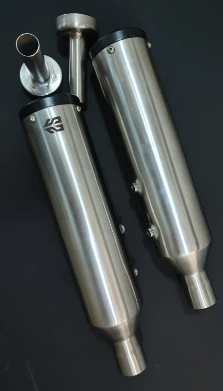 SS Motocorp Adaptable Slip-On Exhaust (Pair) for Royal Enfield Super Meteor 650 | Steel Finish Performance Silencer with DB