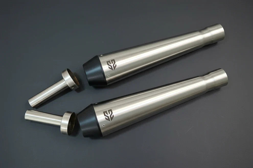 SS Motocorp Adaptable Slip-On Exhaust (Pair) Conical Tip Slim Cans for Royal Enfield Interceptor 650 / Continental GT 650