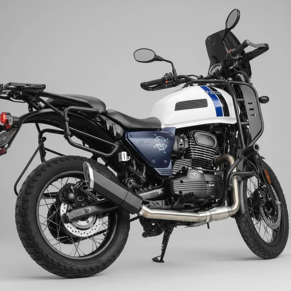 Barrel Rogue 2.0 Exhaust with Link Pipe for Yezdi Adventure | 304 Stainless Steel Performance Slip-On (DB Killer Included)
