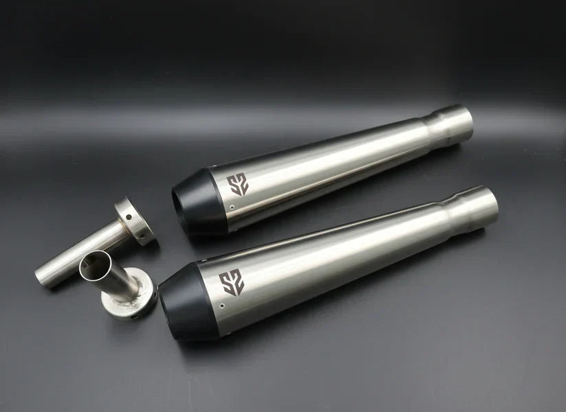 SS Motocorp Adaptable Slip-On Exhaust (Pair) Conical Tip Slim Cans for Royal Enfield Interceptor 650 / Continental GT 650