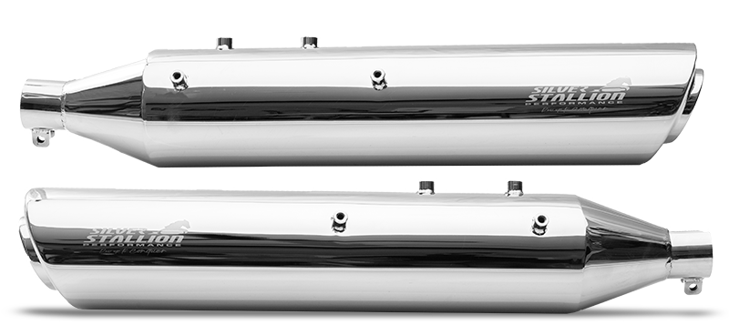 Silver Stallion Performance Exhaust for Royal Enfield Classic 650 | +2 BHP Power Boost Slip-On Exhaust | Silver, Matte Black