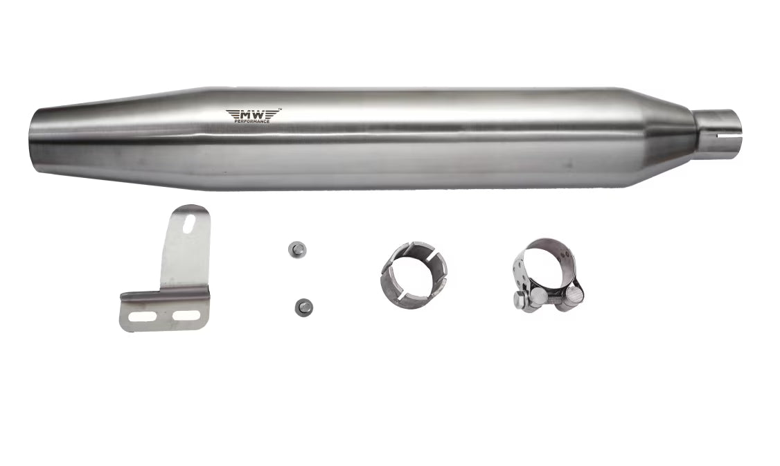 Motowings Performance Type II Cone Barrel Exhaust (Steel Matte) for Royal Enfield Classic 350 / 500 UCE | Premium Retro