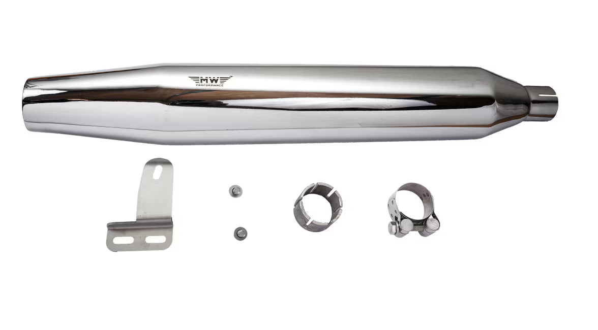Motowings Performance Type II Cone Barrel Exhaust Steel Polish for Royal Enfield Classic 350/500 UCE | Stainless Steel 304