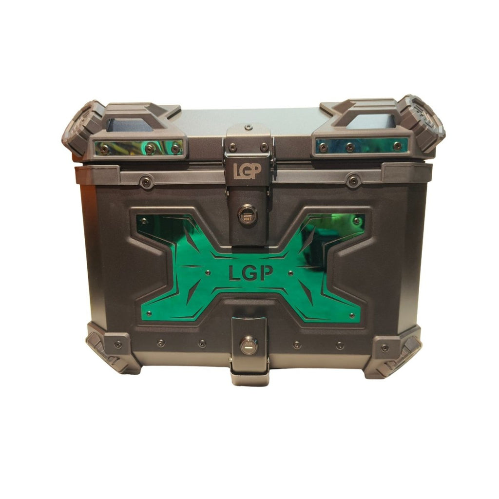 TOP BOX 45L BLACK TYPE X GREEN W/REST
